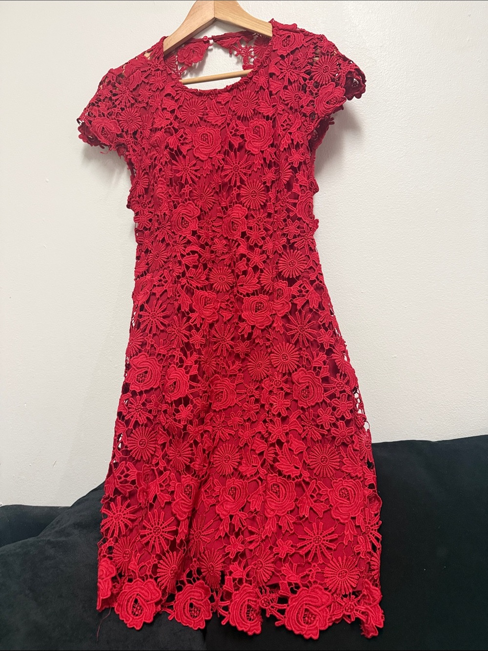 Lulu's Red Floral Crochet Dress for Girls